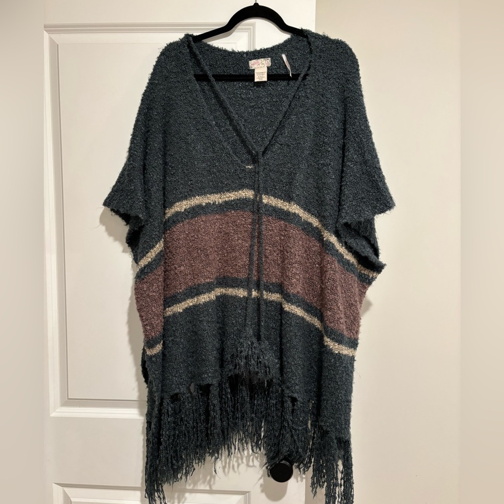 Free People Blue and Purple Poncho